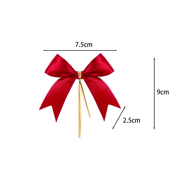 PHIEZC Pack of 50 Christmas bows, dovetail bowknot, red ribbon