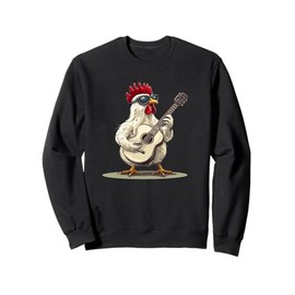White Chicken with Cool Guitar Costume for Adults and Kids Sweatshirt