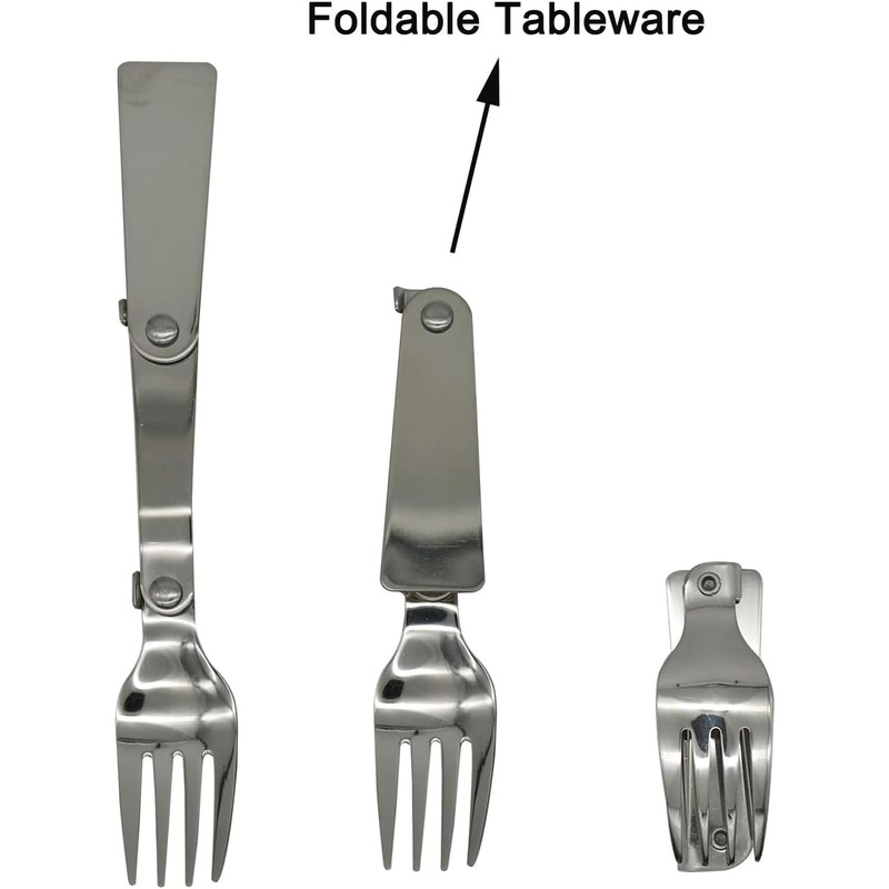 3 Pack Foldable Spoon Fork Salad Spork Set (304) Stainless