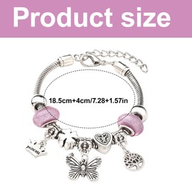 MIRKUZI Armbänder für Mädchen 1 Stück Schmetterlingsarmband, Bettelarmband für Mädchen, verstellbar, Geschenk für Teenager-Mädchen, Bettelarmband, Mädchengeschenk