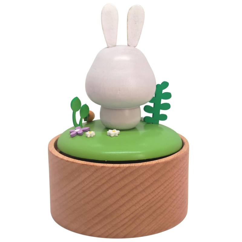 LILYXIN Christmas Decor Rabbit Music Box, Bunny Wooden Mechanical Musical