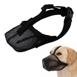 IUDWCG 1 Pcs Dog Muzzle, Soft Adjustable Mesh Muzzle, Breathable Face Mask, Dog Training Mask, Small, Medium and Large Dog Muzzle (S, Black)