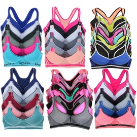 ToBeInStyle Women's Pack of 6 Random Assorted Print Sports Bras - Assorted Colors - Size 38D