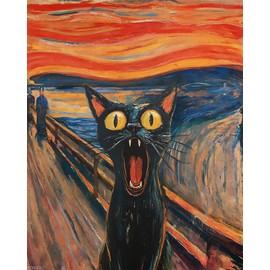 XTXGERL Abstract Paint by Numbers Kit 16x20in The Scream Cat Paint by Numbers Acrylic Easy Painting by Numbers for Adults Without Frame Animal DIY Oil Paint by Number for Adult Beginners