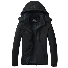 ELLSWOS Womens Winter Coats Waterproof Ski Jacket Warm Snow Jackets Windproof Windbreaker Hooded Raincoat