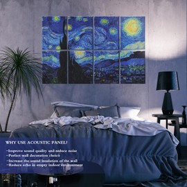 Tutmyrea 8 Pack Art Acoustic Panels, 48"X32" Self-Adhesive Soundproof Wall Panels, Decorative Sound Absorbing Panels, Acoustic Treatment for Studio Home ​Office (Starry Night)