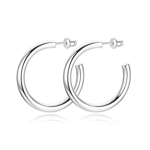 Howoo Big Silver Hoop Earrings for Women Large Chunky Thick