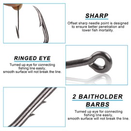 Octopus Fishing Hooks Circle Hooks, 100pcs Barbed Baitholder Hooks Offset Circle Octopus Hooks High Carbon Steel Jig Fish Hooks for Freshwater Saltwater Size 8-6/0