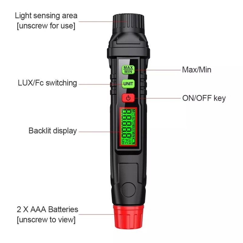 HABOTESTL HT63 Light Meter Digital Illuminance Meter Temperature Measurer