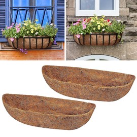 chengchuang 2pcs *24"、30"、36"、48" Coco Liner Trough,Trough Coco Fiber Replacement Liner, Coco Liners for Planters,Natural Coconut Coir Planter, Garden Flower Vegetables Pot for Window Flower Box