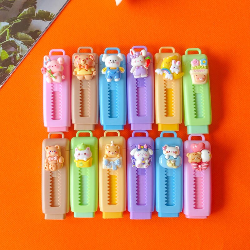 12 Pack Cute Retractable Pencil Erasers for Kids Fun Erasers