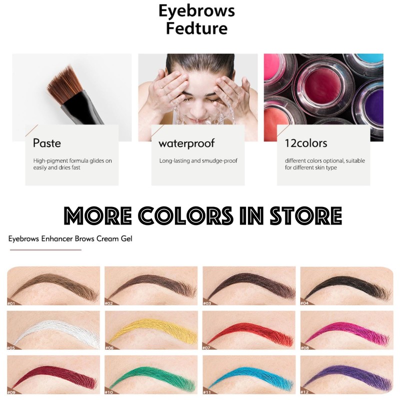 Green Eyebrow Gel, Brow Pomade, Brow Dye with Brush, Christmas