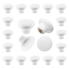 Uenhoy 20 Pcs Ceramic Cabinet Knobs White Drawer Knobs Vintage Round Ceramic Knobs for Kitchen Cabinet Cupboard Dresser, 1.25" (32mm)