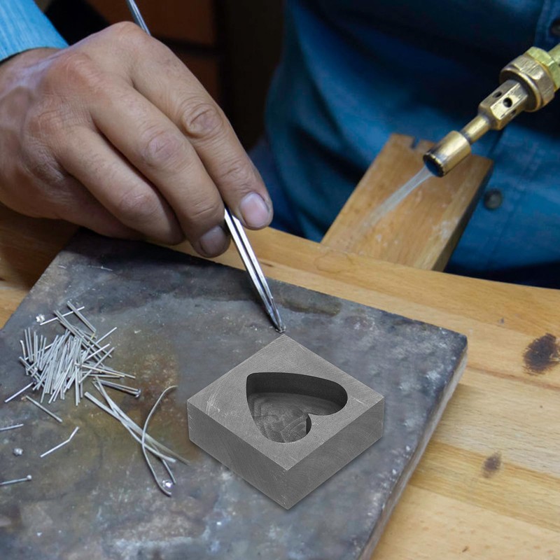 SEWOART Heart-shaped graphite mould, melting mould for gold, silver, copper,
