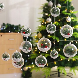 Pack of 30 Clear Christmas Baubles, 3 Sizes, Fillable DIY Christmas Tree Baubles Made of Plastic, Christmas Baubles Tree Decoration, Christmas Decoration for Filling as Christmas Tree Decorations (3