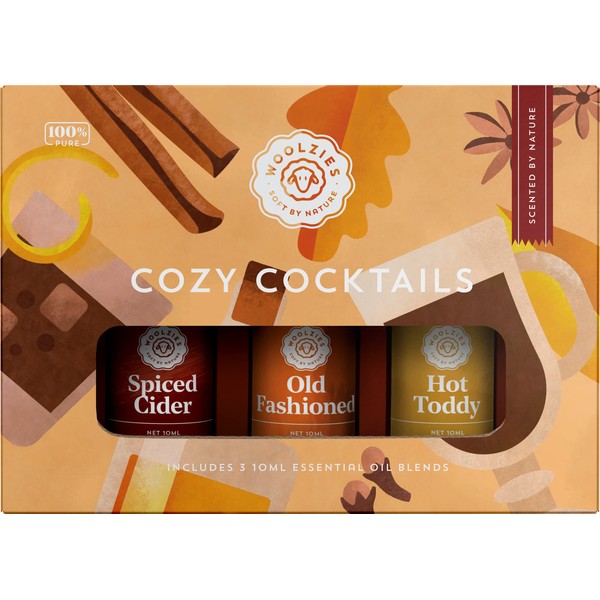 Woolzies Harvest Cozy Cocktails Autumn Essential Oil Set of 3 Includes Spiced Cider, Old Fashioned, Hot Toddy Fall Essential Oil Blends 10 ML