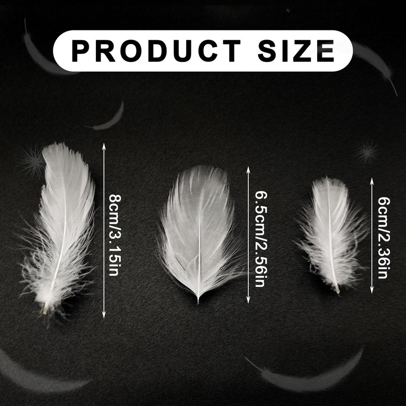 EUPSIIU 400 Pieces Feathers for Crafts, White Feathers, Natural Goose
