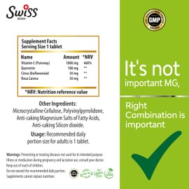 SWISS BORK Natural Vitamin C Tablets (Ester C) – High Strength Vitamin C Supplement to Nourish Your Immune System, Enhance Radiant Vitality and Fight Free Radicals - 30 Effervescent Tablets (Halal)