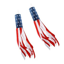 2-Pack American Flag Windsock of 60inch, Stars & Stripes USA Patriotic Decorations Embroidered Stars - Fade Resistant Patriotic Wind Socks Decorations (Red - 2pack, 60inch)
