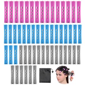 GWAWG 55 PCS Perm Rods Perm Rollers for Short Long Natural Hair 3 Size,0.9cm/0.35in,1.5cm/0.59in,1.9cm/0.74in,for Women Girls