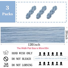 3 Pack Cheesecloth Table Runner, Table Decor Romantic Wedding Runner Gauze Table Runner for Baby Shower Bridal Shower Wedding Birthday Party Table Decor (Dusty Blue (90x300cm))