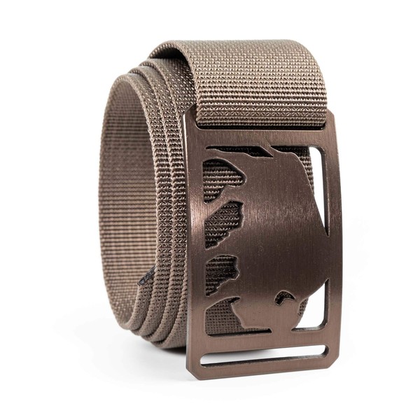 GRIP6 Cinturones de malla de panal para hombres y mujeres, cinturón de nailon, cinturón de golf, fabricado en Estados Unidos, Bronce búfalo con correa de peso medio café cachorro, 40