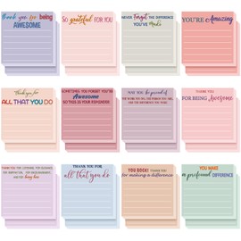 Yinder 24 Pcs Employee Appreciation Sticky Notes Thank You Gifts Bulk Note Pads with Sayings Teacher Gift Mini Pocket Inspirational Notepads for Coworker Office Supply 3 x 3'' (Pastel,Thank)