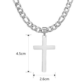 HSWYFCJY Cross Necklace for Men Men's Figaro Necklace with Black Cross Pendant 7mm Stainless Steel Link Chain Necklaces 28 Inches Jewelry Gifts for Boys Girls