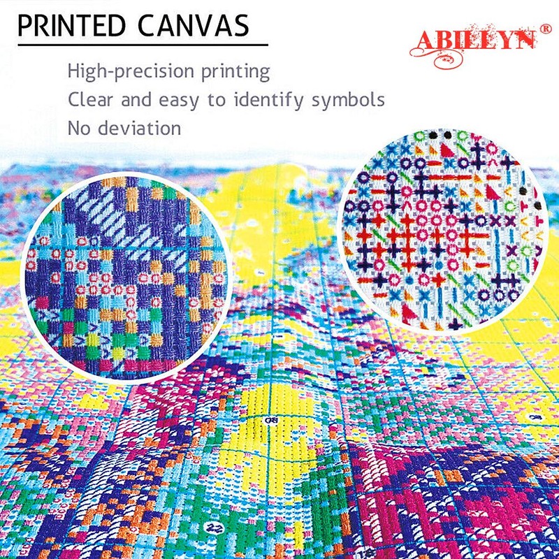 Abillyn Cross Stitch Colorful Flowers Embossed Pattern Starter Kit (Flowers)