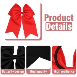 Große rote Schleifen Haargummis, 4 Stück Schleife Haargummi, Pferdeschwanzhalter Zopf Cheerleader Schleifenband Haarstyling-Zubehör für Kleinkinder Mädchen Frauen Outfit Uniform