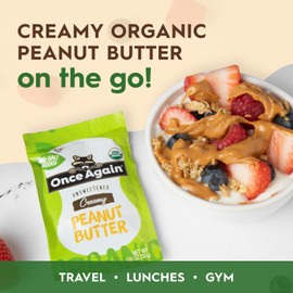 Once Again Organic Peanut Butter Packets - Individual Peanut Butter Packets for Snacks, Travel, Lunches - Single Serve Squeeze Packs - Vegan, Non-GMO, Gluten Free - 1.15 Ounce Packs, 10 Count