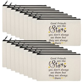 18 Pieces Friendship Gifts for Women Good Friends Are Like Stars Cosmetic Bags Birthday Christmas Gifts for Friends Roommate, BFF, Female, Lady, Travel Toiletry Organizer Makeup Pouch with Zipper