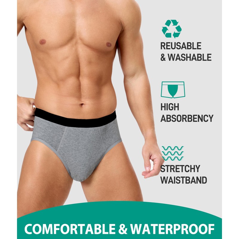 BEENIUBEE Men's Incontinence Underwear - Washable & Reusable Leakproof High