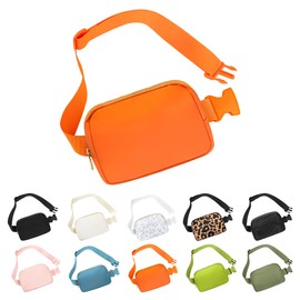 Frenou Fanny Pack Waist Belt Bag Fashion Fanny Women and Men Gift Waist Pack With Adjustable Strap For Travel Running, Orange, 8 x 2 x 5.5 inches, 1 Pack Fanny Pack