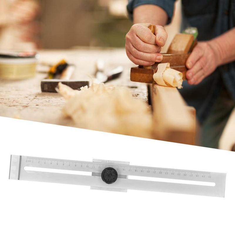 Hole Scribing Ruler 0300mm Woodworking Scribe CrossedOut Tool Carpentry Marker