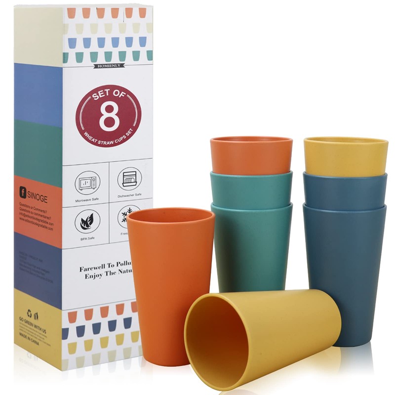 Homienly Wheat Straw Cups, 20 OZ Drinking Cups Set of