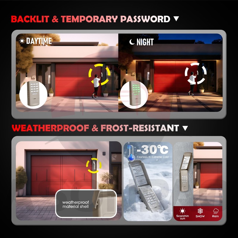 877LM Wireless Universal LiftMaster Chamberlain Craftsman Garage Door Opener Keypad【12-Year-Warranty】
