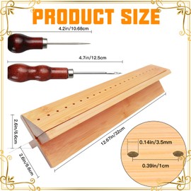 GeryVtee Bamboo Book Binding Cradle with 2 Awls Wood Bookbinding Punching Cradle with Piercing Guide Portable Book Binding Tools Book Binding Kits Bookbinding Supplies for Book DIY Crafts