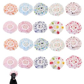 20 Stück Duschhaube Damen Set, Shower Cap Women Duschhauben Tragbar und Praktisch,Badehaube Damen mit Elastischer für Zuhause Hotel Reisen