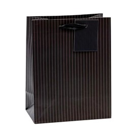 TSI 86010 gift bags Pinstripes black, Pack of 12, size: medium (9 x 7 x 4 inch)