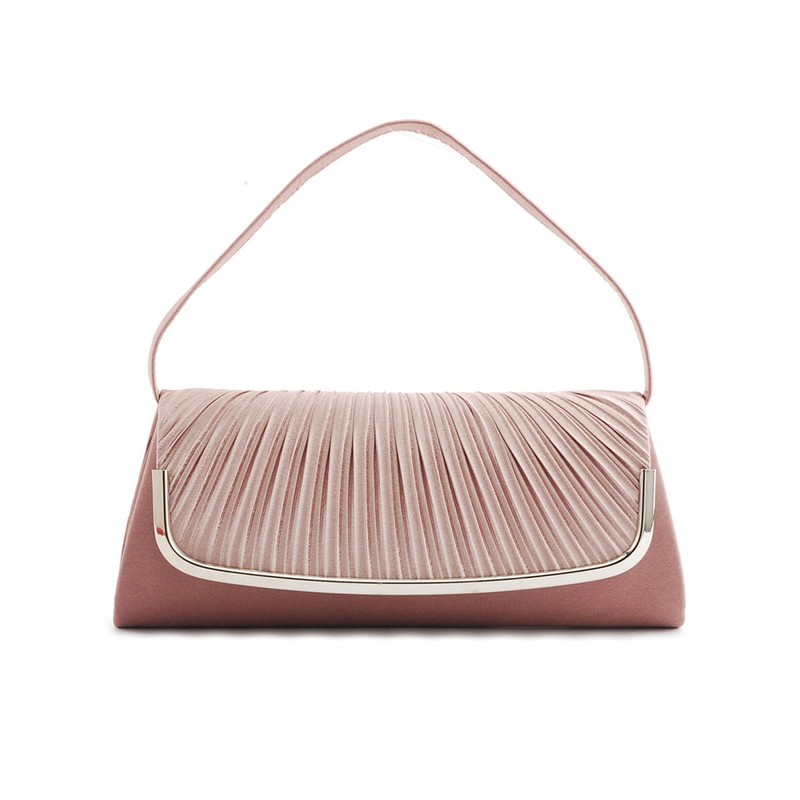 Damara Womens Simple Pleated Satin Clutch Evening Bag (White)