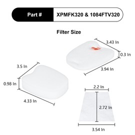 CPAI HV370 Filter Compatible with Shark HV370 HV371 HV322 HV345 HV343AMZ ZS350 ZS351 ZS352 HV320 HV321 HV324Q HV345 HV401 Rocket Pro Corded Stick Vacuum (4 Sets)