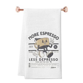 JTOUK More Espresso Less Depresso Kitchen Towel Mental Health Gift Motivational quote Gift for Latte Lover (More Espresso Towel EU)