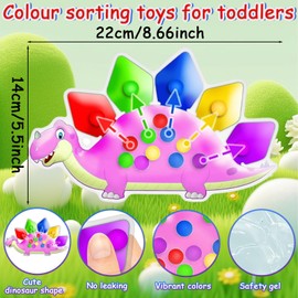 Colour Sorting Toys for Toddlers,Toddler Toys,Dinosaur Colour Sorting Toys,Fidget Toy for Toddlers Activities Math Skills Games Fine Motor Quiet Travel Essential