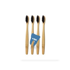 Clean Teeth. Clean Conscience. Bamboo Toothbrush - BPA Free. Organic. Eco-Friendly. Natural. Compostable. Vegan. 100% Biodegradable. (Soft Bristle: Black, 4 Brushes)