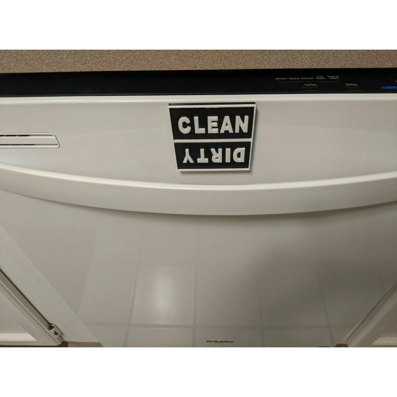 Dishwasher magnet square sign Clean Dirty 3D Printed