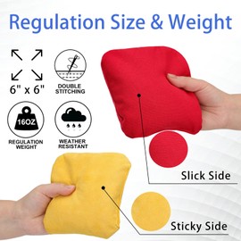 EunHo Dual Sided Cornhole Bags Regulation Set of 8 Professional Cornhole Bean Bags Slick and Stick for Tossing Game-All Weather