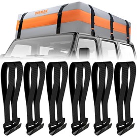 6 Rooftop Cargo Tie Down Hook Straps-Secure Any Car Roof Bag, Roof Rack Cargo Carrier,or Car Top Carrier,Durable and Solid, No Roof Rack Required, Compatible with Most Cars - Registered Patent (black)