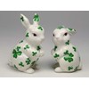 Fine Ceramic Shamrock Prints Design White Bunny Rabbit Salt &