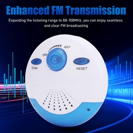 Shower Speaker, Shower Radio 360° HD Surround Sound, FM Radio, IPX7 Waterproof Portable Bluetooth Speaker with Top Handle for Travel/Outdoor/Gifts